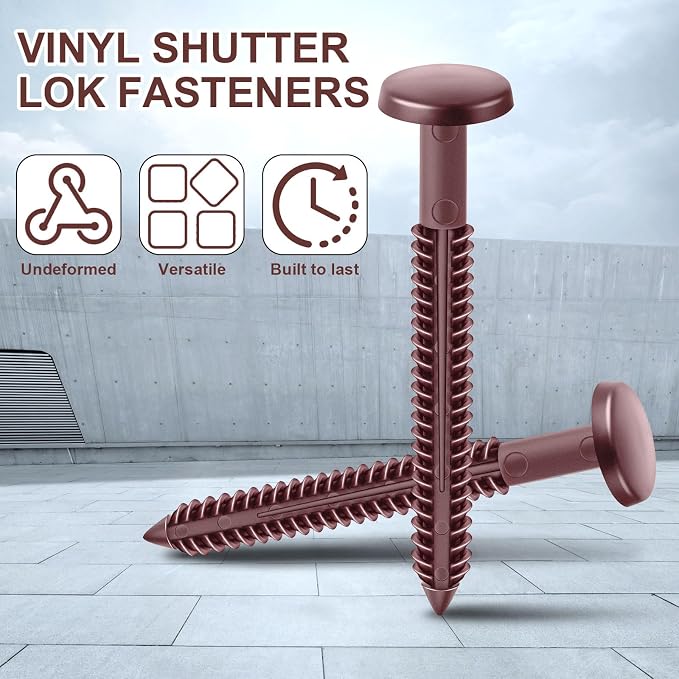 Blulu 18 Pcs 3 Inch Vinyl Shutter Fastener Window Panel Peg Lok Pin Pegs Screws Shutter Spikes Anchor (Wineberry Red)