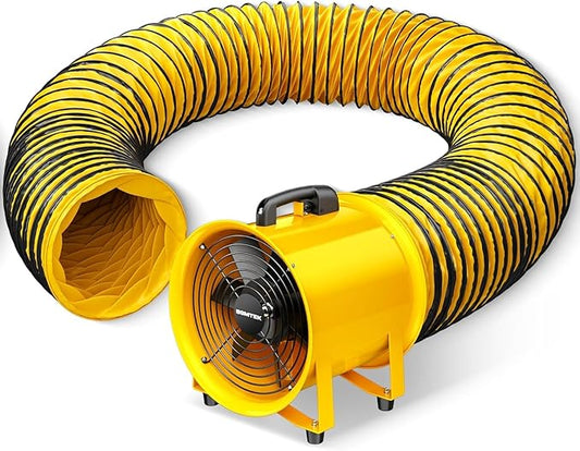 12 Inch High-Portable Exhaust Fan, 3500CFM 550W with 40FT Duct Hose, Low-Noise Industrial Portable Ventilator Blower for Basements, Workshops, Warehouses, Confined Spaces