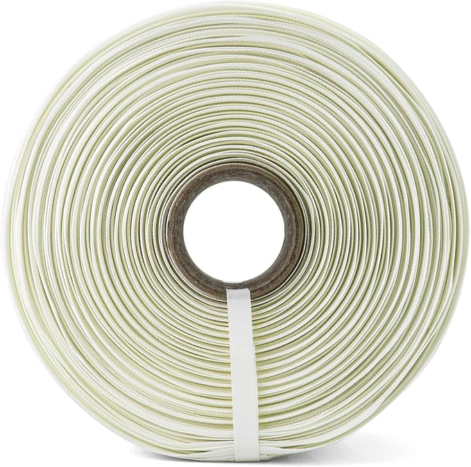 QWORK 3/4" x 1640' Woven Cord Strapping Roll, Heavy Duty Polyethylene Braided Rope Strap Roll, 1830 lb Strong Break Strength 6" x 3" Core, Strength and Flexibility, White