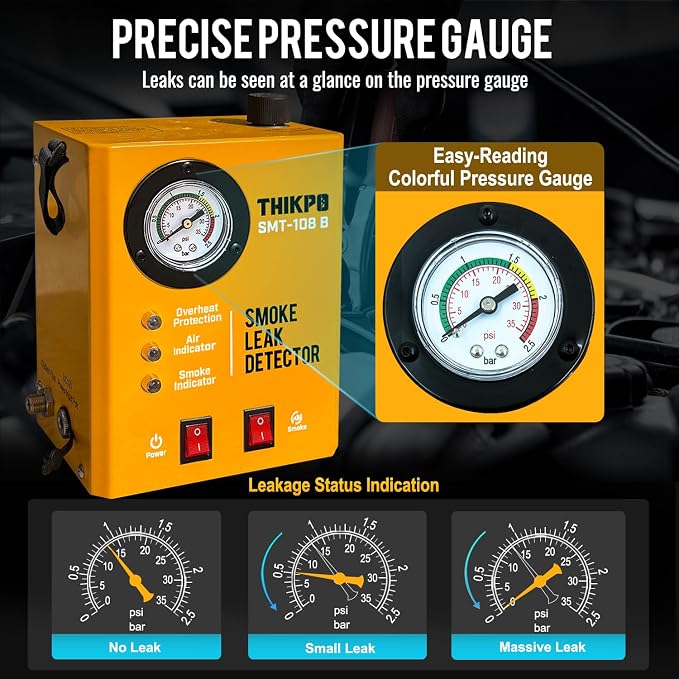Smoke Machine Automotive Built-in Air Pump, Professional Smoke Leak Detector for Car, Diagnostic Leak Tester Tools for EVAP, Vacuum, Pipe, Fuel and More Leak Testing for All 12V DC Vehicles