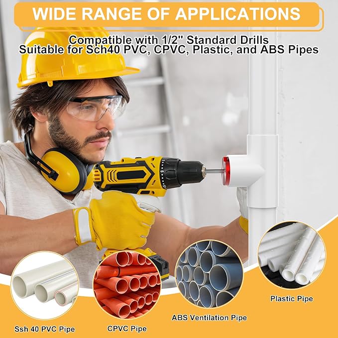 PVC Pipe Reamer, PVC Fitting Saver, 9Pcs Pipe Reamer for SCH40, Includes 1/2 inch, 3/4 inch, 1 inch, 1-1/4inch, 1-1/2inch, 2inch, 2-1/2inch, 3inch, 4inch Head Aluminum with 1 Blades