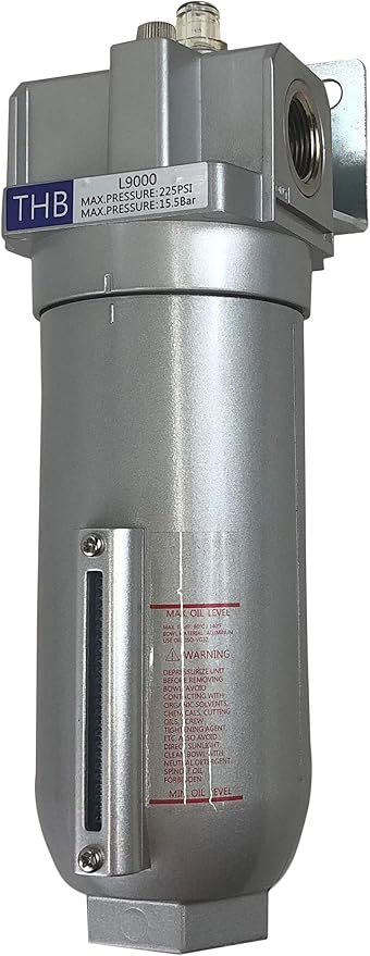 THB Industrial Grade Lubricator Oiler for Compressed AIR LUBRICATE Pneumatic AIR Tools, Metal Bowl with Visible Sight Glass, 225 PSI MAX (3/4" NPT, 11oz)