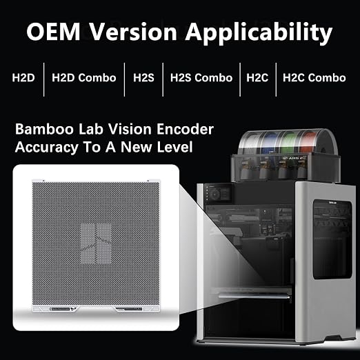 Original H2S/H2D/H2C Vision Encoder for Bambu Lab H2 Series, 50µm Ultra-Accuracy Calibration Plate, 5-Minute Calibration, Injection-Molded-Level 3D Print Quality, High-Precision Large-Size Prints