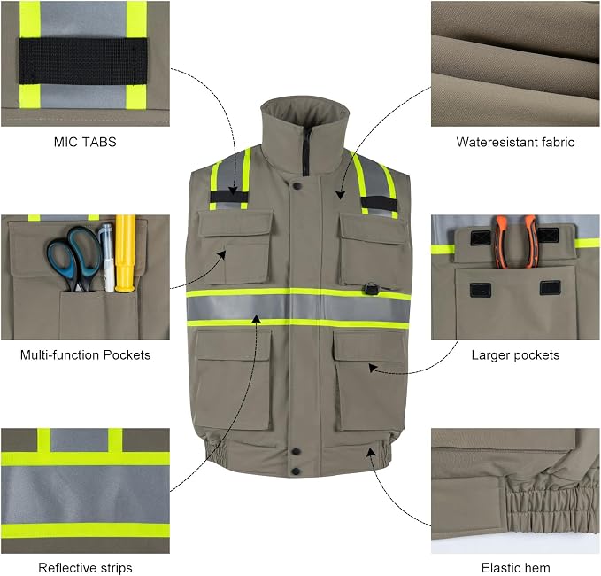 VENDACE Safety Vest High Visibility Reflective Fleece Winter Vest for Men with Pockets Hi Vis Construction Work Vest