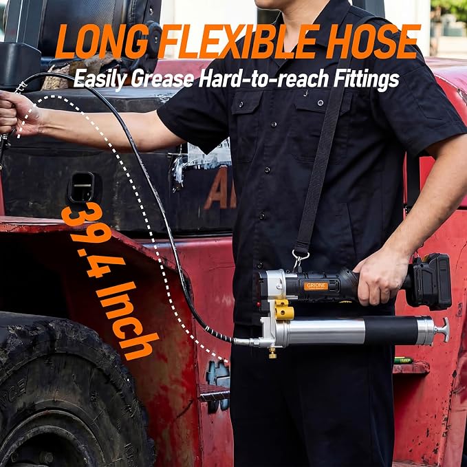 Electric Grease Gun Compatible with DeWalt 20V Battery (No Battery) 14oz Capacity Cordless Powered Grease Gun with 39." Flex Hose for Automotive, Truck, Farm Equipment Maintenance