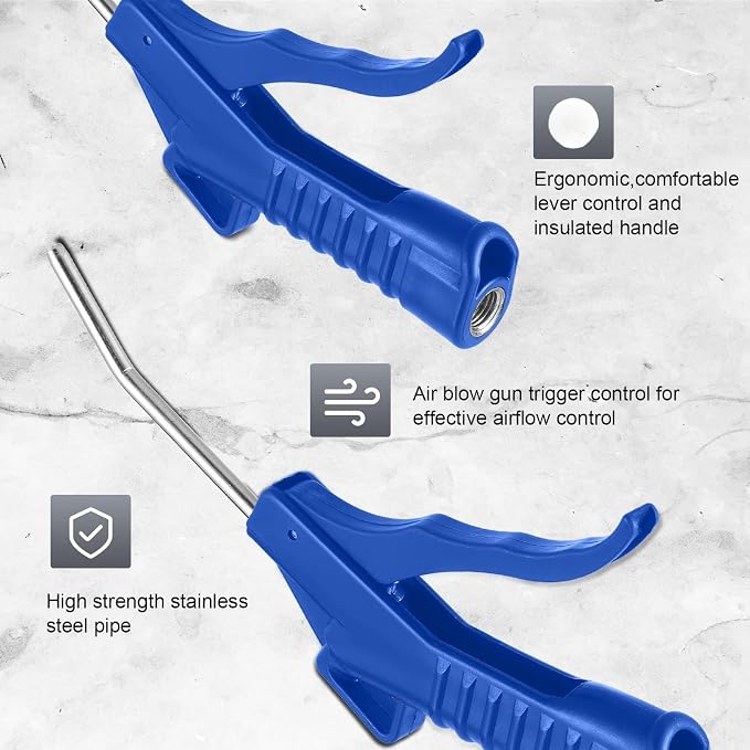 Honoson 2 Pcs Air Nozzle Blower Gun Pistol Grip Air Blow Tool Compressor Accessories for Industrial Household Mechanics (Blue)