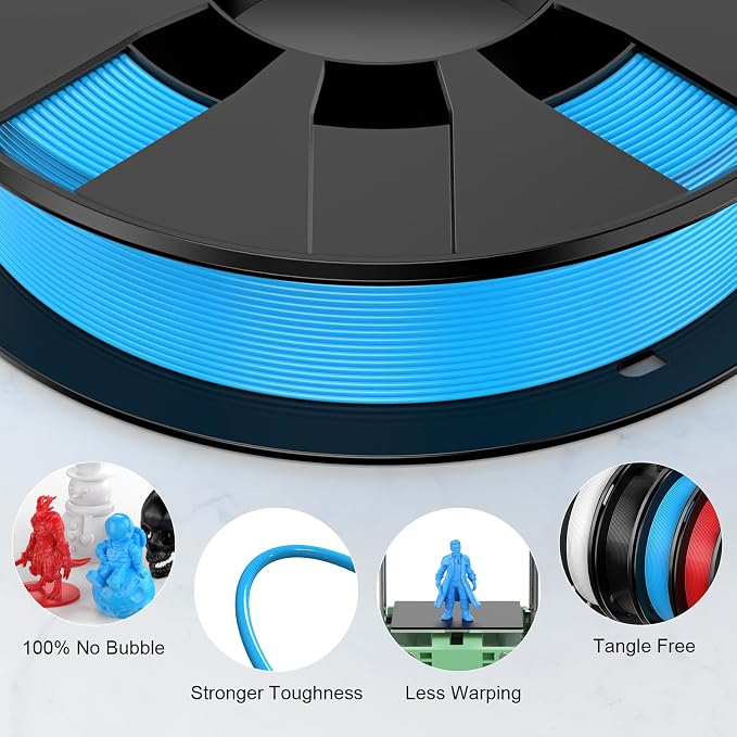 ENTINA 4 Colors PLA 3D Printer Filament for Tina 2, Dimensional Accuracy +/- 0.02mm, 1.75MM 200G 3D Printer Filament Bundle for 3D Printers