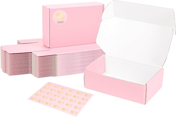 6x4x2 Pink Shipping Boxes Small, 45 Pack Corrugated Cardboard Mailer Boxes for Packaging Small Business Mailing Gift