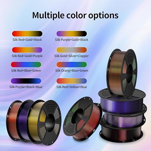 GIANTARM Tri-Colors Silk Pla Filament, 3D Printer Filament 1.75mm +/-0.02mm, 1Kg (2.2lbs) Spool, Vacuum Packaging (Red+Blue+Green)