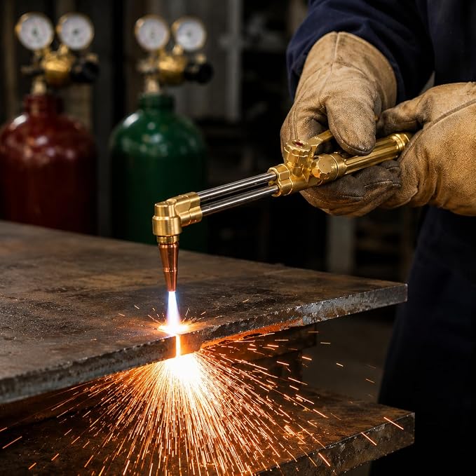 Stark USA Portable Oxygen Acetylene Welder Include Nozzles Cutting Torch, Brazing Set, Gas Welding Kits Gauge, Regulators Set With 11.5' ft Hose, Carrying Case