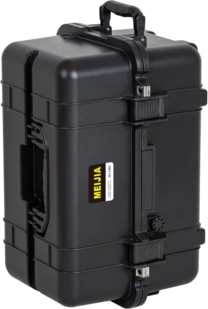 MEIJIA All Weather Waterproof Hard Camera Case,Hard Case,With Customized Fit Foam Included, Elegant Black,Fit for Drones,camera,lens (20.87"x12.72"x12.76")