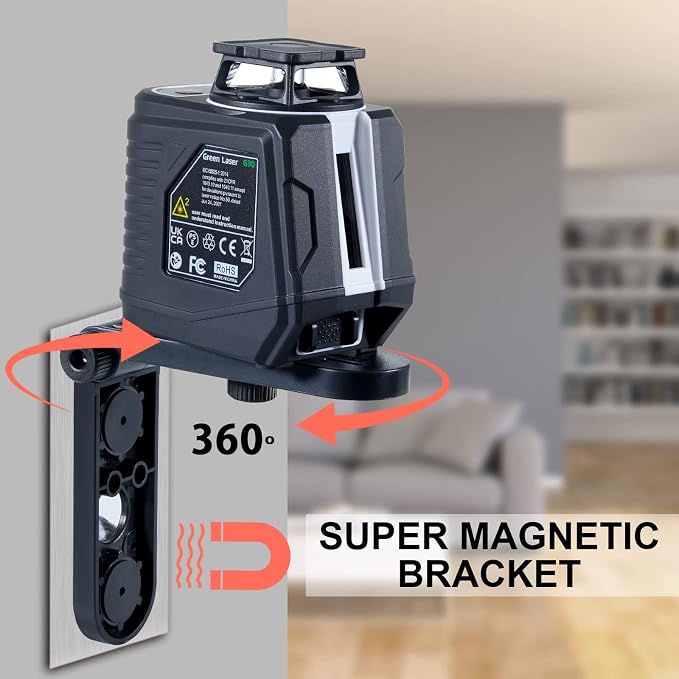 Laser Level with Tripod, Firecore 360° Self Leveling Laser Level with Pulse Mode, 3 Brightness Levels, Green Line Lazer Leveler Tool for Picture Hanging Wall Tile Floor DIY Construction Project