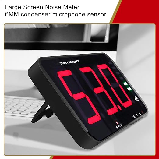 Sound Decibel Meter, 2. 4G 13 Inch LED Temperature Humidity Time Display Sound Levels Meter Sound Level Meter Noise Meter Decibel Meter Sound Levels Reader DB Meter for Home
