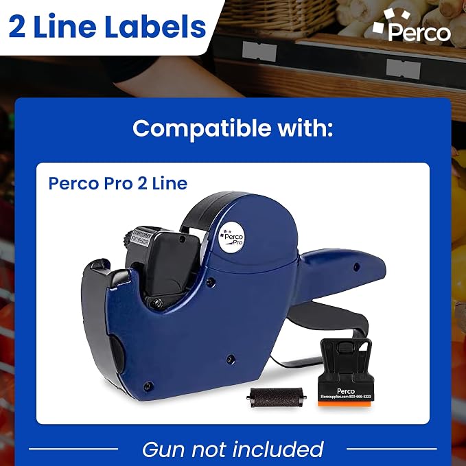 Custom Price and Date Labels - 6,000 Price Marking Labels for Perco Pro 2 Line Guns - Choose Color, Font and Imprint - 8 Rolls, 1 Sleeve - Made in USA