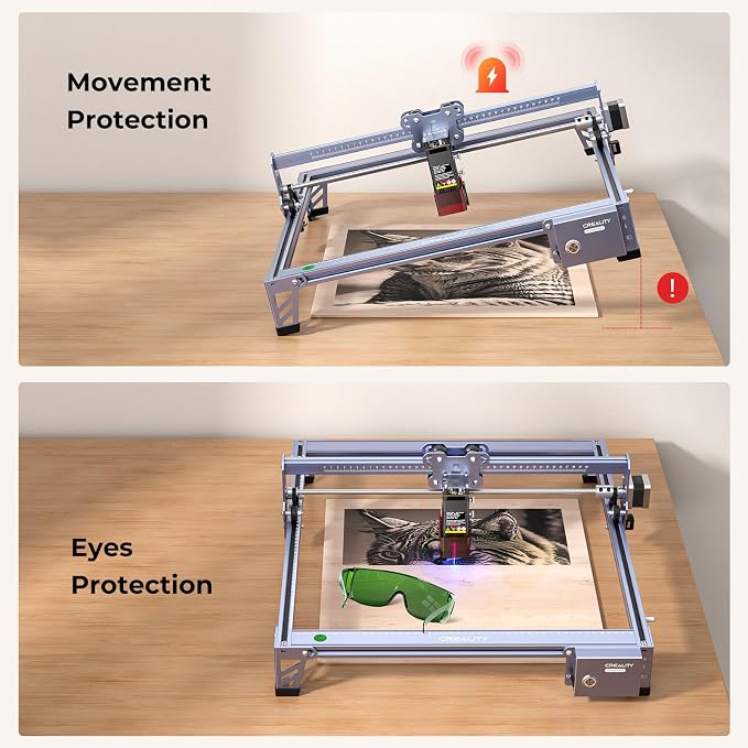Creality Falcon 5W Laser Engraver Machine, 72w High Precision 0.06mm Laser Cutter and Engraving Machine for Wood Leather Acrylic Glass, 10000mm/min, Offline Usage, Working Area 400 * 415mm