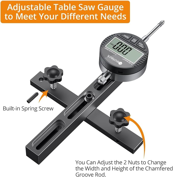 Neoteck 1'' Digital Indicator Table Saw Gauge+1" Digital Indicator Set