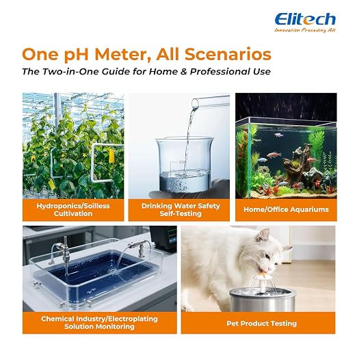 Elitech PHM-230 Professional pH Pen Meter – Digital Tester for pH & Temperature in Hydroponics, Growing Solutions, Drinking Water with ATC & Full Calibration Kit (0.00–14.00) for Plant Health