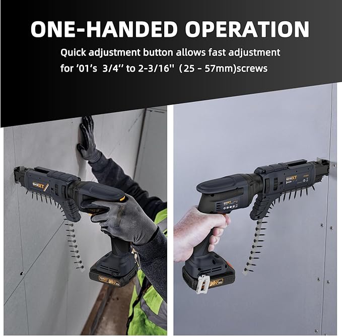 20V Drywall Screw Gun Brushless, MAXXT Cordless Lithium-Ion Brushless Self Feeding Drywall Screwdriver Autofeed 5000RPM with Collated Drywall Attachment（Included 2.0Ah Battery and Charger）