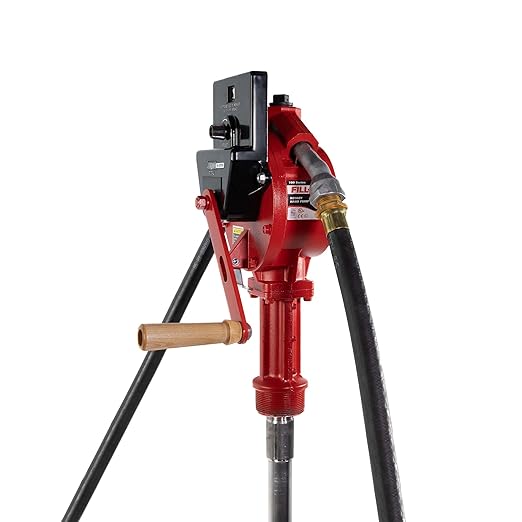 Fill-Rite FR112CL Fuel Transfer Rotary Hand Pump w/Liter Counter, Discharge Hose, Nozzle Spout, & Suction Pipe