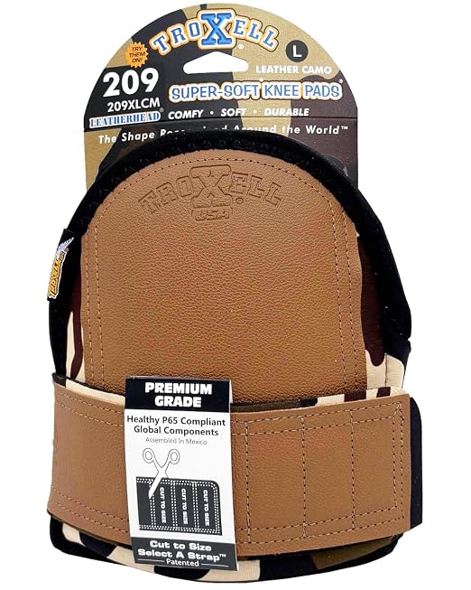 TROXELL USA Super-Soft Large Leatherhead Camouflage Knee Pads - Comfortable, Adjustable, Washable Kneepads