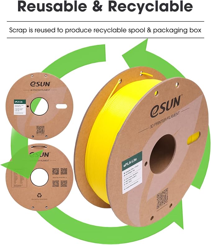 eSUN PLA Filament 1.75mm, High Toughness 3D Printer Filament Upgraded PLA Filament, Dimensional Accuracy +/- 0.03mm, 1KG Cardboard Spool (2.2 LBS) 3D Printing Filament for 3D Printers, Yellow
