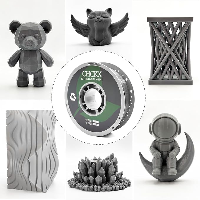 PETG 3D Printer Filament, Dimensional Accuracy +/- 0.03 mm, 1kg Spool(2.2lbs), 1.75 mm Fit for Most 3D Printers,Grey