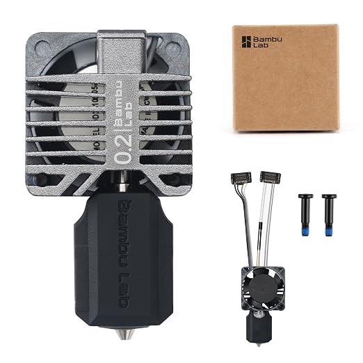 Bamboo Original P1/P1P/P1S 0.2mm Stainless Steel Hotend Complete Kit with Fan,Full Assembly Hot End Kit for Bambu Lab P1 Series 3D Printer
