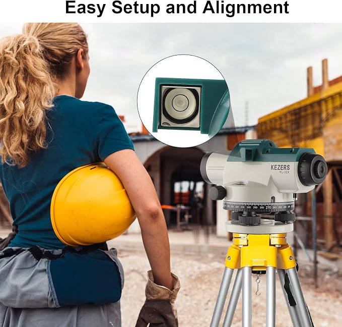 KEZERS 32X Automatic Optical Level Kit with Self- Leveling Magnetic Dampened Compensator and Transport Lock,High Precision Height/Distance/Angle Level Measure - KL-32X