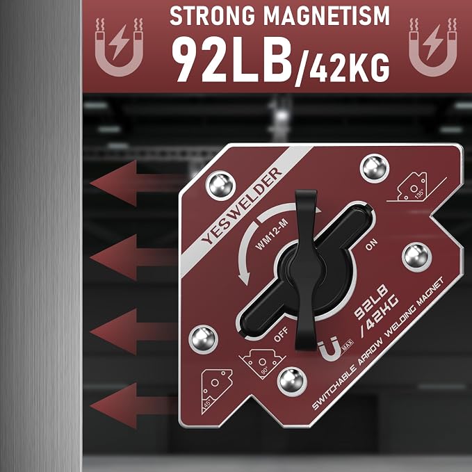 YESWELDER Switchable Welding Magnet 92LB On/Off Switch Arrow Magnetic Welding Holder, Holding Power Welding Accessory