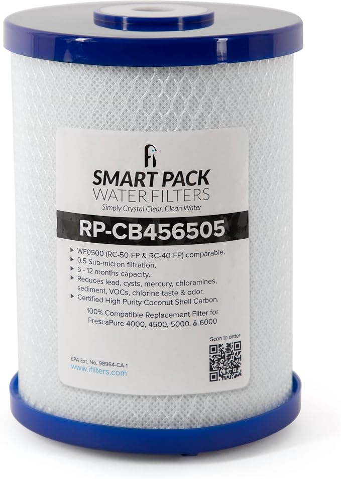 iFilters 0.5 Micron High Purity Coconut Shell Activated Carbon Block Water Filter | 750 GPD Capacity | Compatible with Frescapure 4000, 4500, 5000, 6000 & Infinity Systems Models