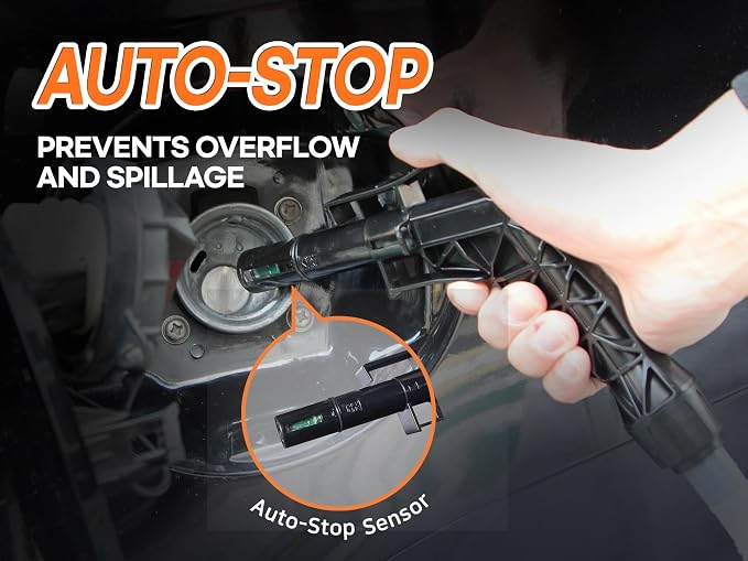 [LITE DELIGHT] Transfer Pump w/Auto-Stop Overfill Protection for Fuel, Water & More, 2.4 GPM, AA Battery Included, Ergonomic Nozzle, Universal & VP Racing Can Adapters, 51” Hose, PLUS a Manual Siphon
