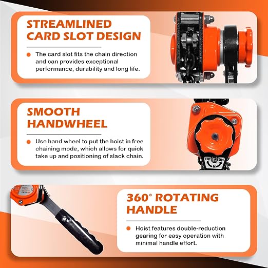 YATOINTO Mini Lever Chain Hoist 1/2 Ton 1100 lbs Lever Hoist 20 ft Ratchet Chain Puller Hoist 2 Heavy Duty Hooks Industrial Grade Steel Construction (1100lb 20ft)