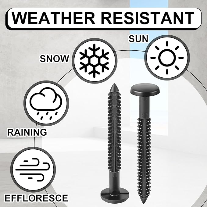 Blulu 18 Pcs 3 Inch Vinyl Shutter Fastener Window Panel Peg Lok Pin Pegs Screws Shutter Spikes Anchor (Tuxedo Gray)