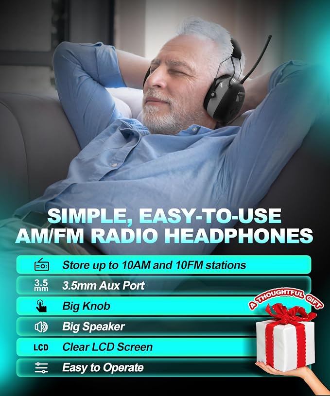 ZOHAN AM/FM Radio Headphone with Digital Display,Ear Protection Noise Reduction Earmuffs,Comfortable Hearing Protector