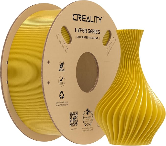 Creality Hyper PLA Filament 1.75mm, Food-Grade PLA Material, High-Speed Printing 30–600mm/s, Smooth Extrusion, Low Stringing, Stable Performance, +/-0.03mm Accuracy, 1KG Spool (Gold)