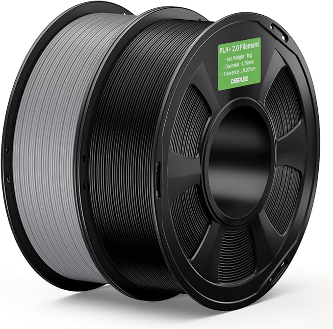 PLA+ 2.0 Filament 1.75mm, Stronger Toughness 3D Printer Filament, Black Grey 2KG, Upgrade PLA Plus 3D Printer Filament, High Speed PLA+ Filament for Most FDM 3D Drucker