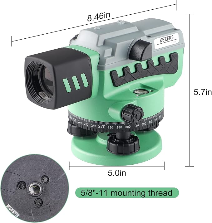 KEZERS 36X Transit Level,Automatic Optical Survey Level,High Precision Auto Level,Self-Leveling Tool for Builders,Waterproof/Height/Distance/Angle Measurement - KL-36X