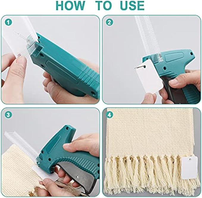 Honoson 2006 Pcs Clothing Price Tags with Gun Set, Including 1 Garment Price Tag Attacher with 5 Steel Needles 500 Clothing Label and 1500 Plastic Fasteners Barbs(Simple Style)