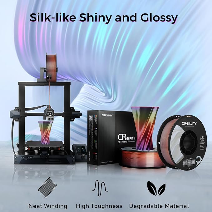 Creality PLA Filament 1.75mm Rainbow, 3D Printer Filament, 1.0kg (2.2lbs) Spool, No Warp Enhanced Toughness, Dimensional Accuracy ±0.03mm Printing Filament, for 3D Printers (Rainbow)