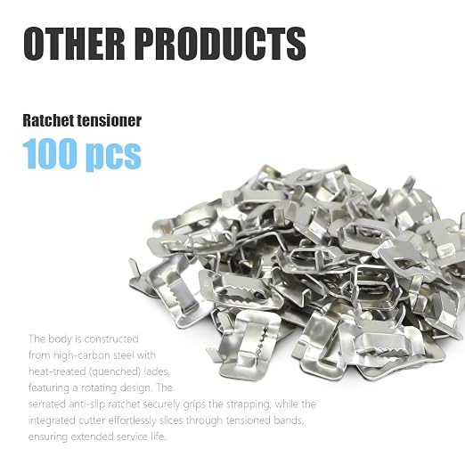 Heavy Duty Banding Strapping kit Contain 3/4"x 100' 304 Stainless Steel Packaging Straps Plastic Case & 100 Metal Buckles Tensioner with Cutter Tool Glove