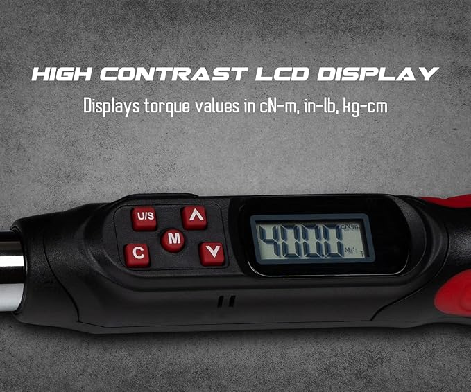 Tapha Tools Digital Torque Screwdriver 1.77-35.39 in-lbs (20-400 cN-m / 2.04-40.82 kg-cm) Torque Range, Accurate to ±2% Dual Direction, LED and Buzzer Notification, Preset Memory (SPN-T4BN)