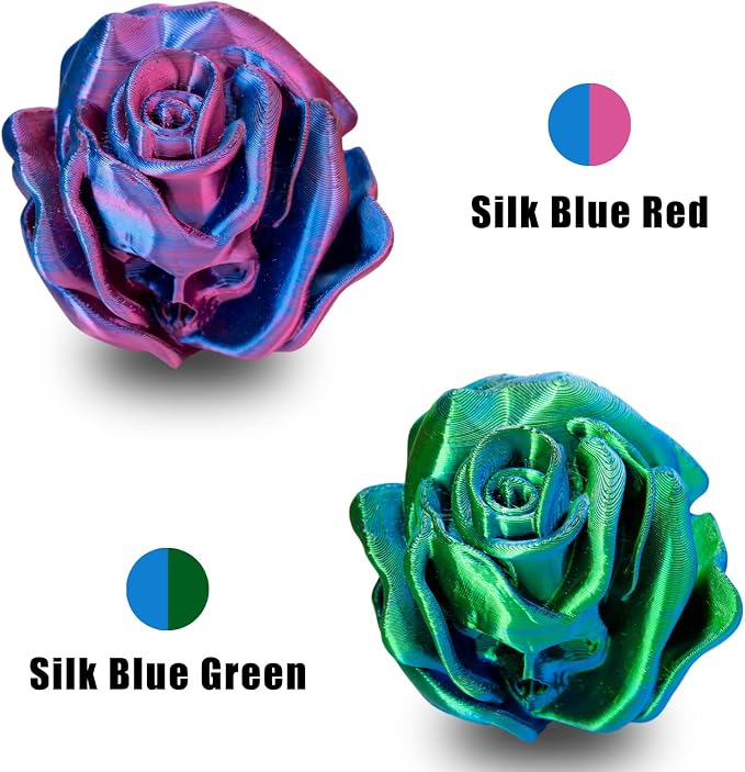 OVV3D Silk PLA 3D Printer Filament Bundle, Shiny Dual Color Filament 1.75mm Pack, Multi Color Change 3D Printing Filament for 3D Printer, 200g X 4 Spools of Red Gold Blue Green Sky-Blue