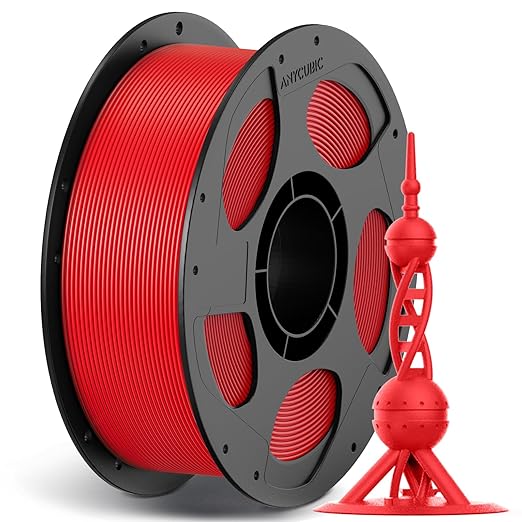 ANYCUBIC High Speed 3D Printer Filament 1.75mm, Rapid PLA Filament with High Prints Quality, Dimensional Accuracy +/- 0.02mm, Print with Most FDM 3D Printers, 1KG Reusable Spool, Bright Red