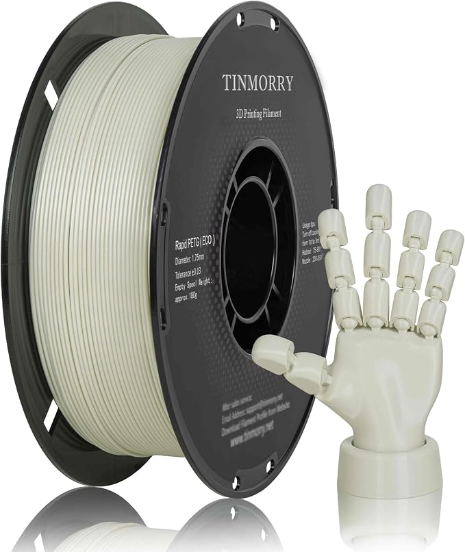 TINMORRY PETG Filament 1.75, Rapid PETG-Eco 3D Printer Filament, Compatible with Most FDM 3D Printers, 1 KG 1 Spool, Meeple White
