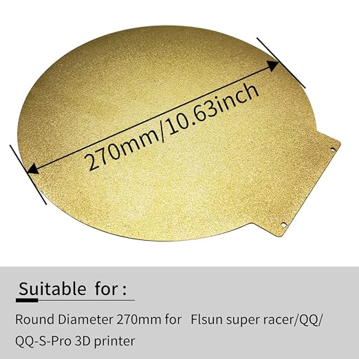 Round 270mm in Diameter Flsun T1 Pro,Super Racer Build Plate Textured Double Sided Flexible Spring Steel PEI Sheet with Magnetic Base for FLSN Super Racer,QQ,QQ-S,QQ-S-Pro Printer