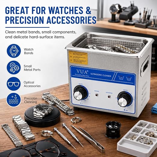 3L Ultrasonic Cleaner Machine with Heater, 40kHz Professional Ultrasonic Jewelry Cleaner with Timer Control, Stainless Steel Sonic Cleaner for Watches, Glasses, Rings, Retainers, Small Parts and Tools