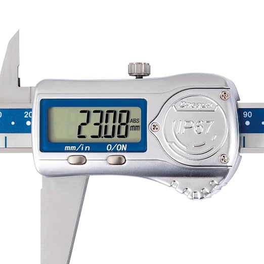 Dasqua IP67 Grade Digital Caliper, Calipers Measuring Tool with IP67 Waterproof 0-8 Inch/200mm, Inch/Millimeter Conversion, Stainless Steel, Large LCD Screen