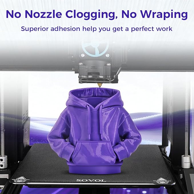 Sovol 3D Printer Rapid PETG Filament 1.75mm 1KG (2.2lbs), High Precision, Strong Toughness, Wiring Tightness, Dimensional Accuracy +/- 0.03 mm, 3D Printing High Speed PETG Filaments, Lavender Purple