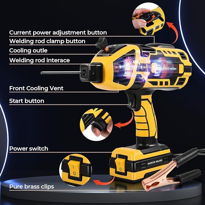 Portable Welding Machine, 110V IGBT Inverter Handheld Welding Machine with 6 Variable Current Adjustment, 20-120Amp Welding Output Handheld ARC Welder for 1/16"-1/8" Welding Rods