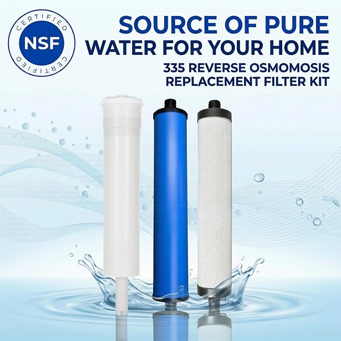 Reverse Osmosis Replacement Filter Kit for Microline 335 System, 3-Stage Filtration with S1229RS (50 GPD), S7028 Sediment/Carbon Block Prefilter, S7025 GAC Postfilter, Long-Lasting Components